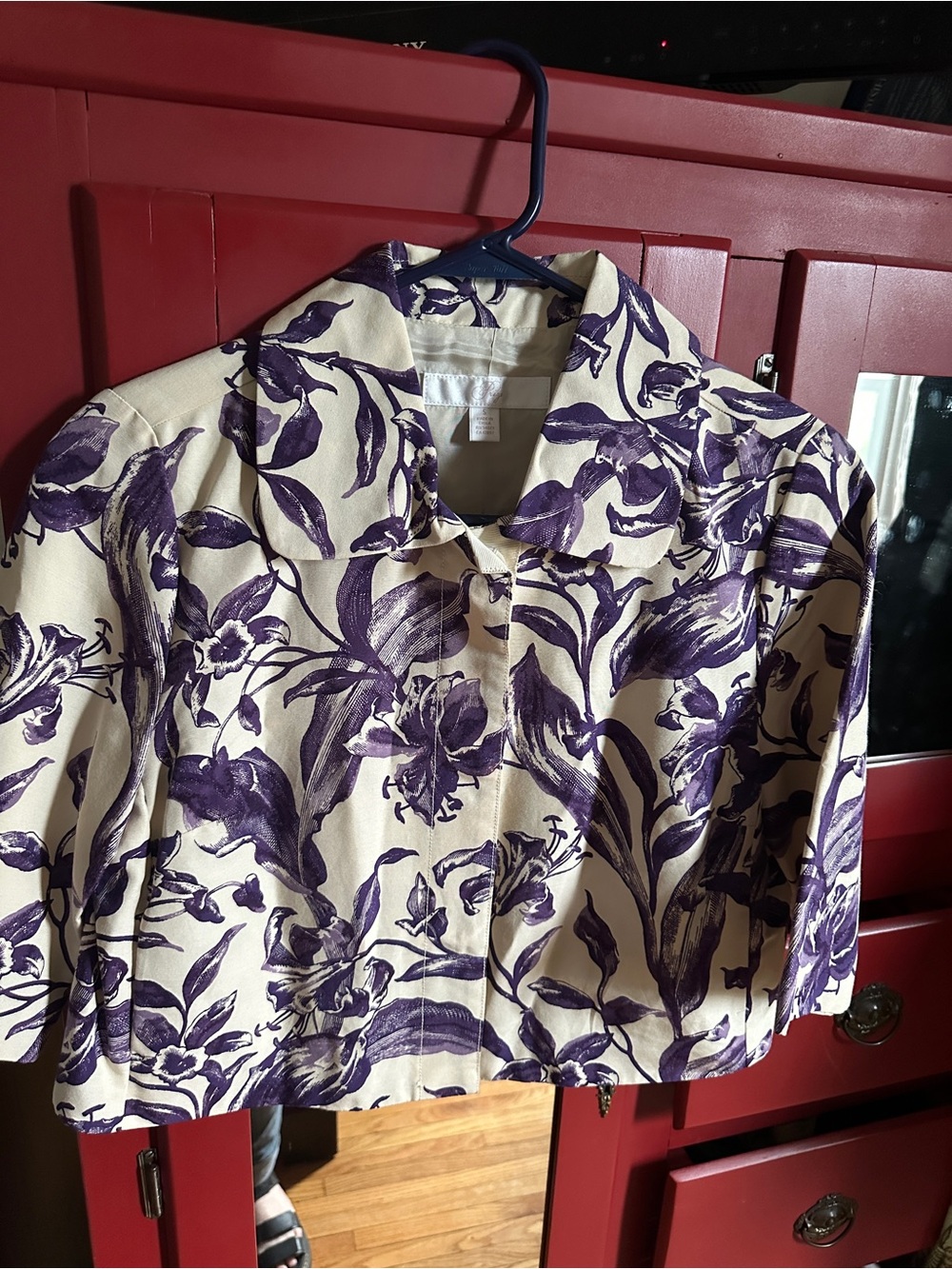 Floral Cream & Purple Cropped Blazer
